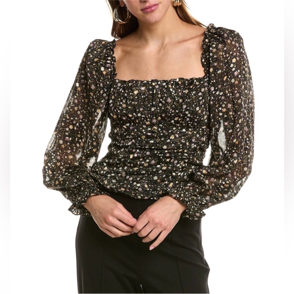 NWT ASTR THE LABEL Floral Ruched Sweetheart Neck Top